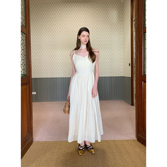 Lace Trim V-Neck Sleeveless Maxi Dress