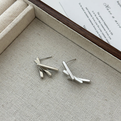 925 silver geometric retro stud earrings simple and small temperament unique earrings personalized trend earrings
