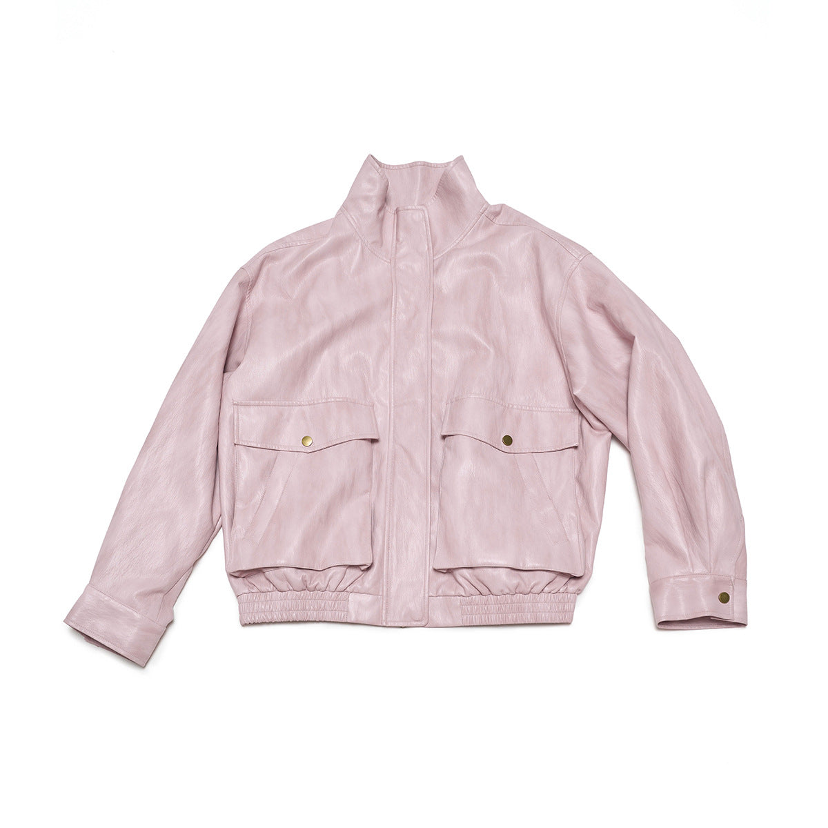 Autumn casual stand-up collar classic retro super soft big pocket versatile leather jacket