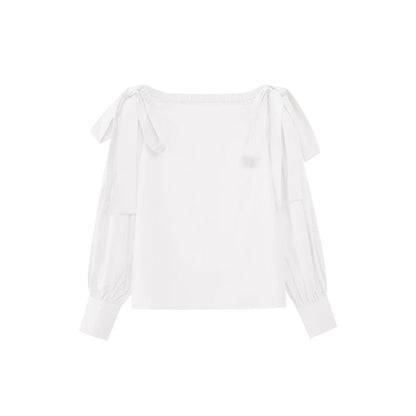 Early Spring French Coffee Break Beautiful Temperament Strap-on Shoulder Shirt