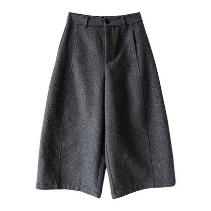 Korean wool three-dimensional loose wide-leg pants women's autumn new thin high-end nine-point pants
