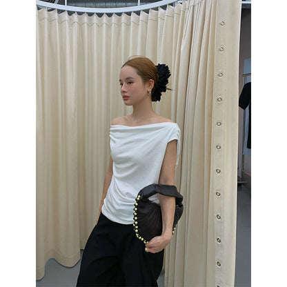 Lace-up sexy fashion off-the-shoulder celebrity vest