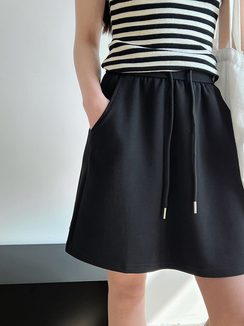 Spring and summer new elastic waist loose a-word skirt high waist skirt