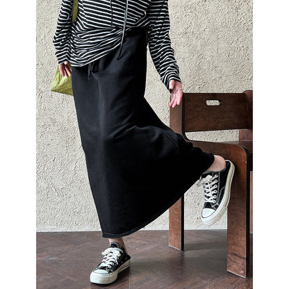 Fashion skirt casual lazy women's autumn A-word curling skirt loose and thin elastic waist skirt