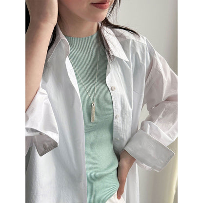 Simple slim temperament flying sleeves wool knitted top women's 26 spring new versatile T-shirt