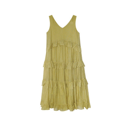 Mori beautiful simple ruffle edge sleeveless dress