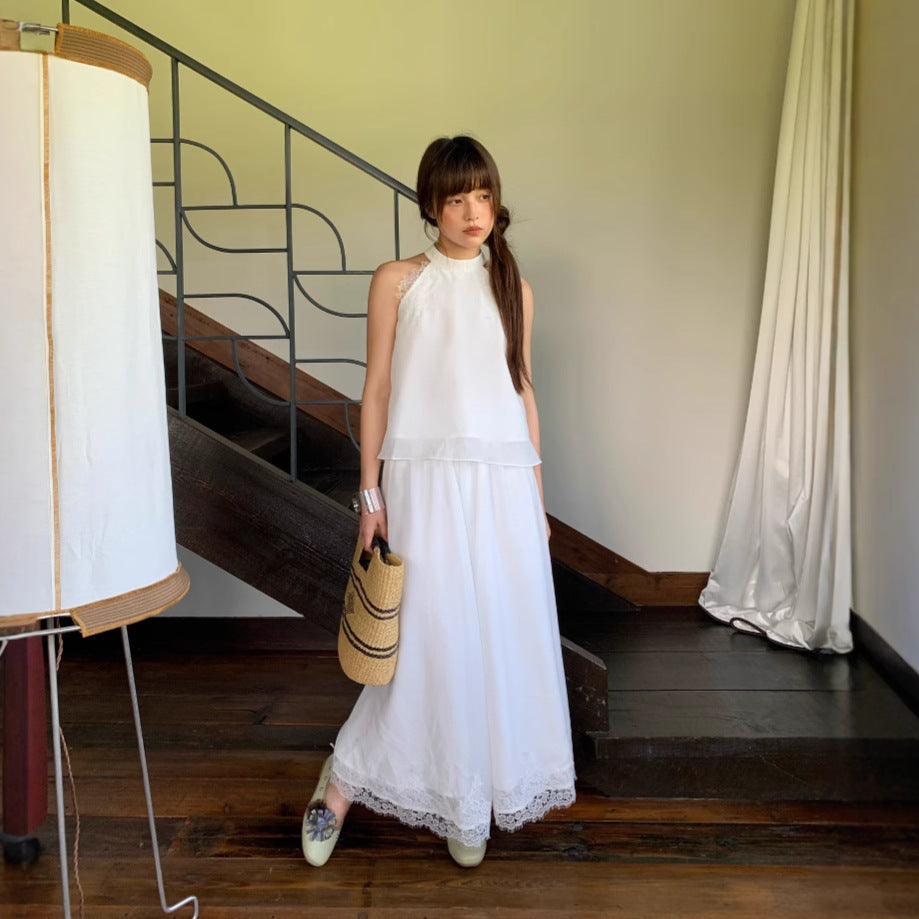Lace edge drape thin a word skirt