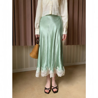 Temperament silky satin skirt