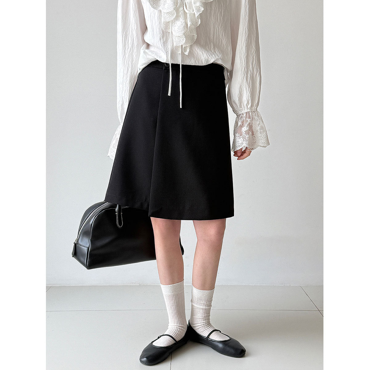 Design sense suit skirt 26 spring new a-shaped skirt thin asymmetrical small skirt