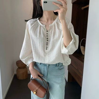Thin Versatile French Seven-Sleeve Shirt