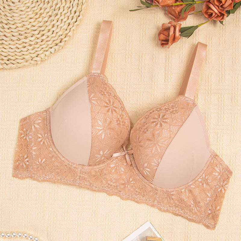 Thin lace, big breasts show small breasts, close breasts, bra, fat mm, upper support, anti-sagging, large size underwear, bra.