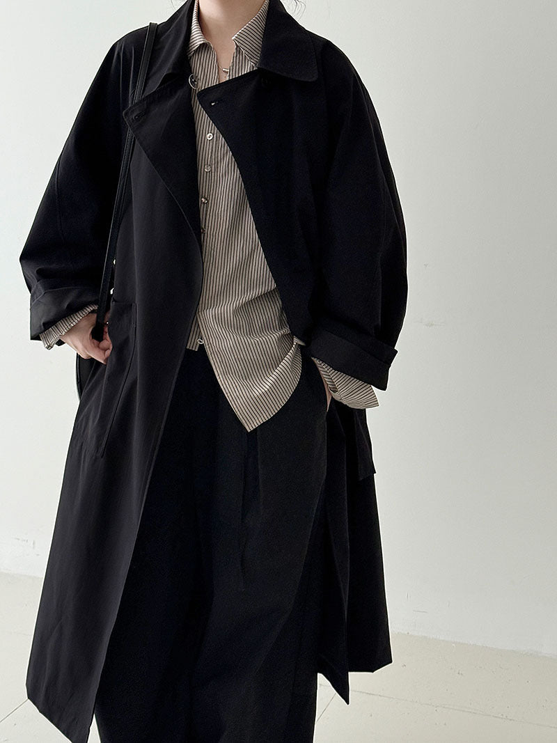 Premium retro loose big pocket trench coat niche coat women's autumn new loose coat 3726