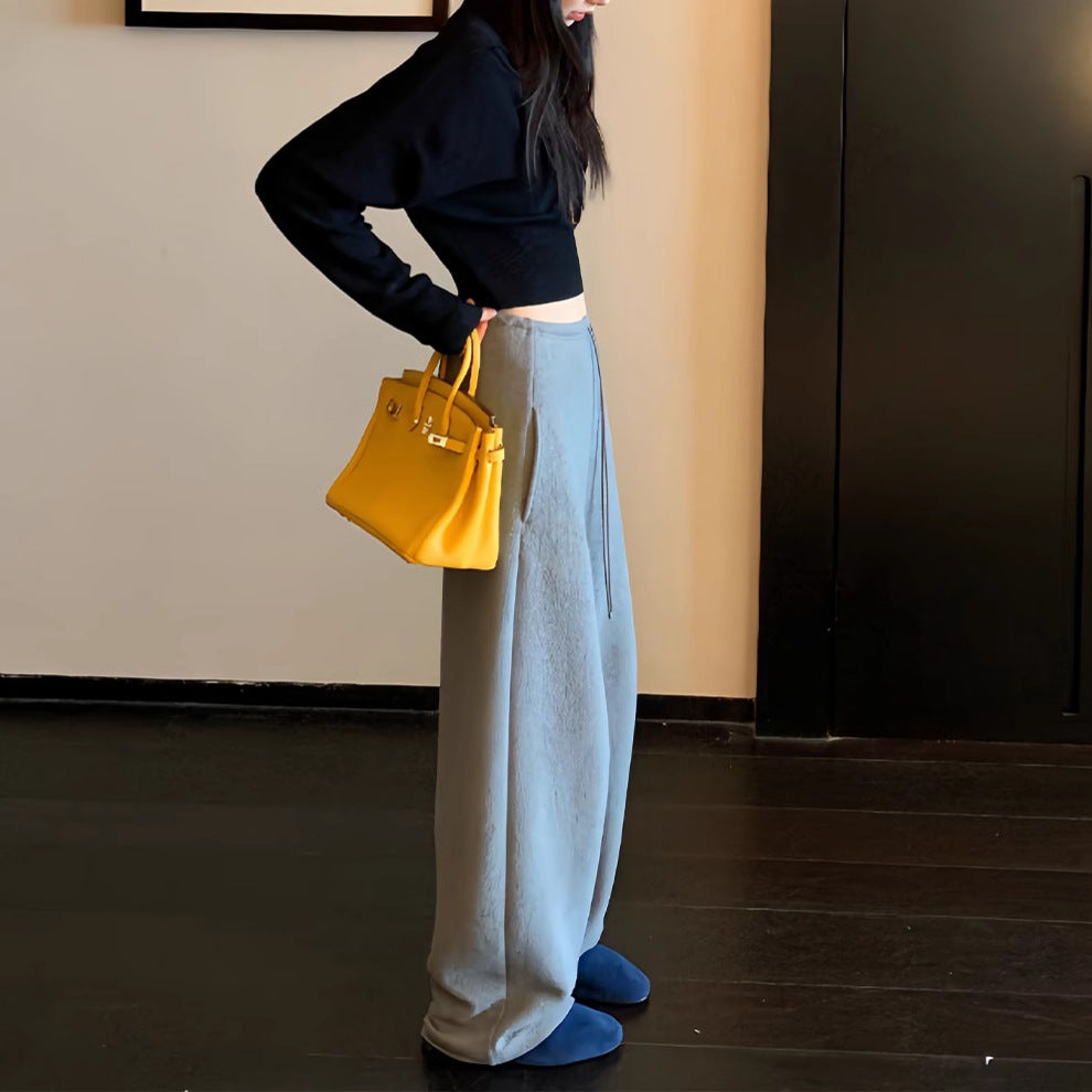High waist wide leg drawstring sweatpants
