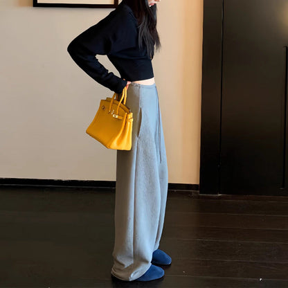 High waist wide leg drawstring sweatpants