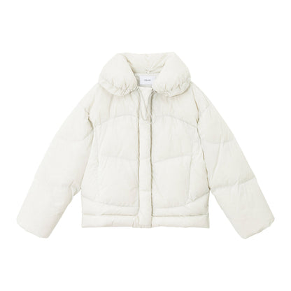 Winter 90 white duck down bud collar weft elastic anti-down jacket