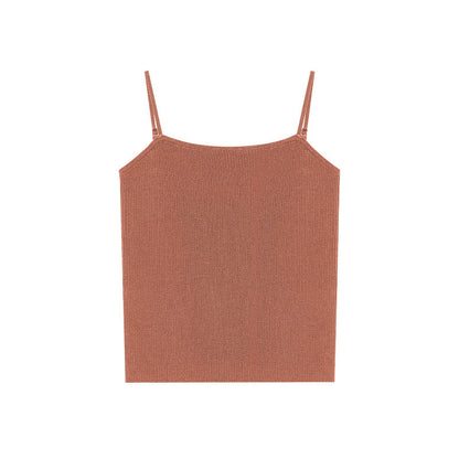Five-color stretch inner with grooved strips Lyocell knitted camisole