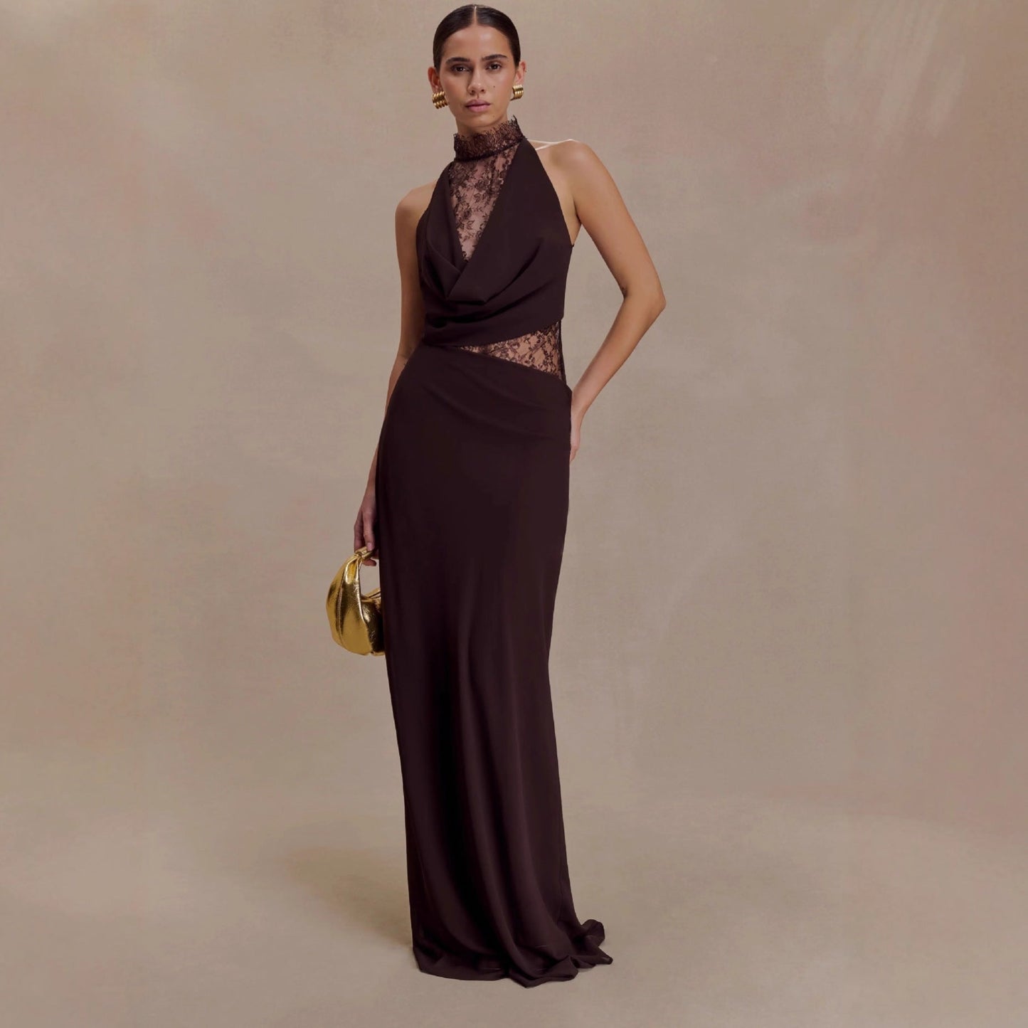 New neck lace splicing hip skirt swing collar sexy dress Spice girl evening dress
