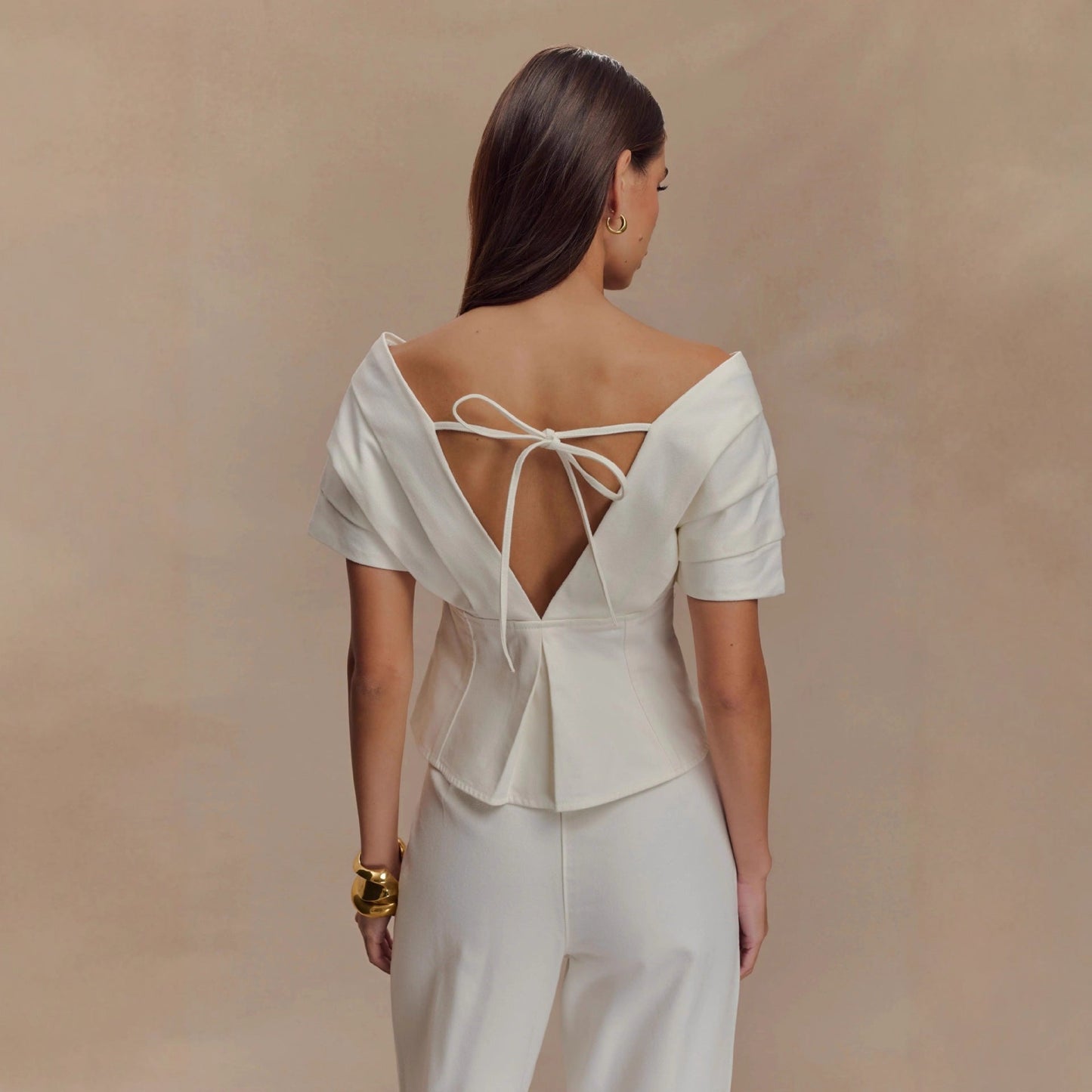 Solid Color Short Sleeve Shoulder T-Shirt V-Neck Halter Sexy Hottie Slim Top