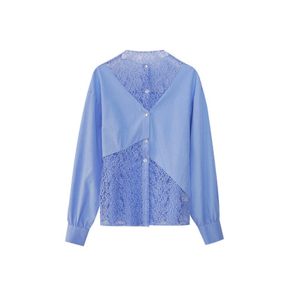 Temperament design lace hollow shirt