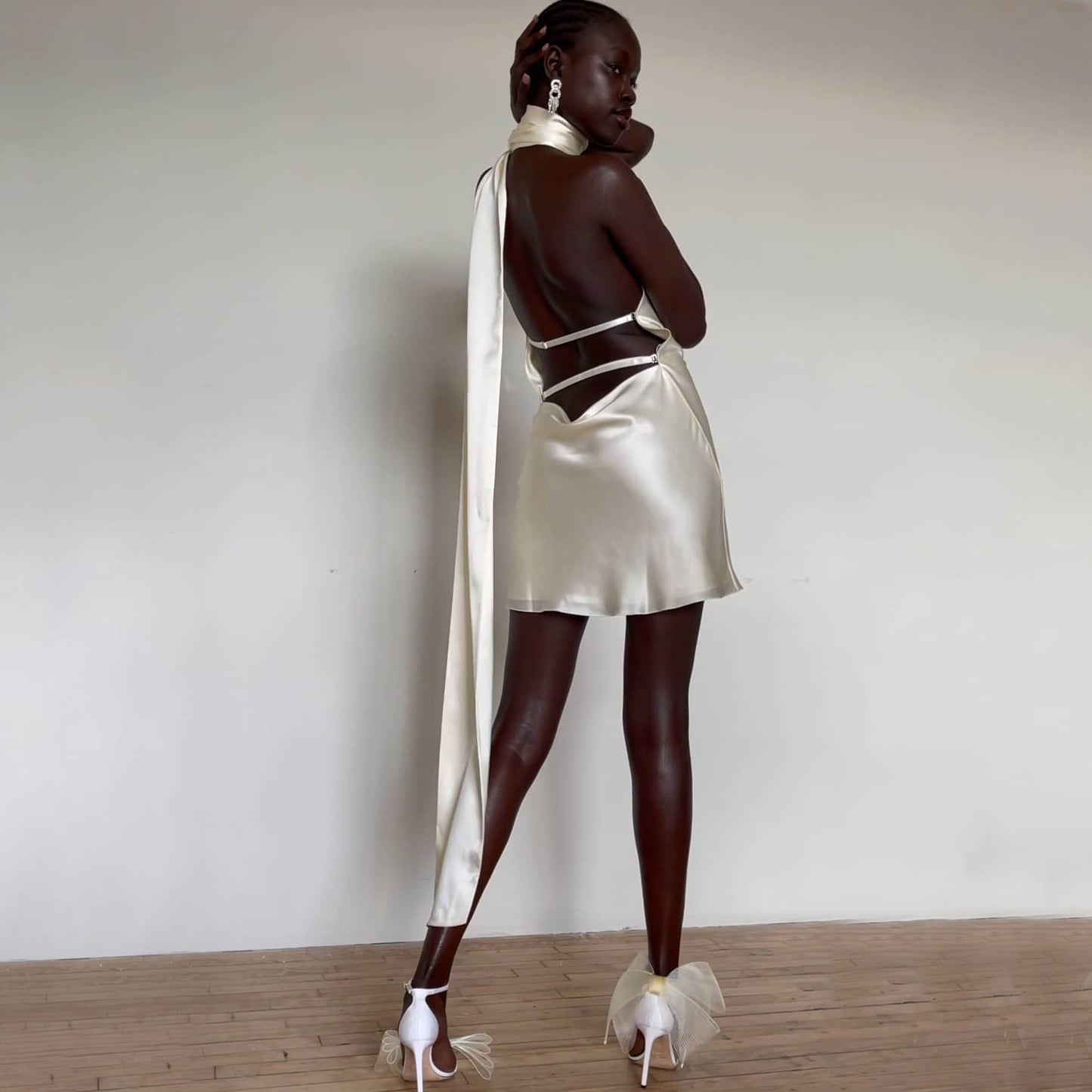 Satin Halter Mini Dress