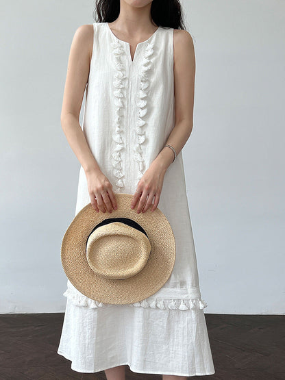 Korean style tassel trim v-neck dress - new summer collection: figure-flattering, age-defying cami dress