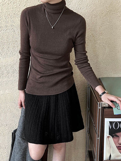 Simple knitted sweater women's new turtleneck wool bottoming shirt in autumn and winter