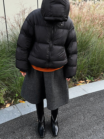 White duck down jacket women's new winter hooded warm fluffy down jacket