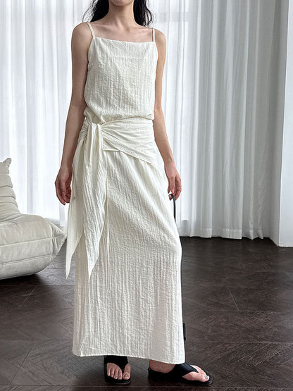 Simple temperament sling vest + cover-up and thin skirt women's summer new suit with straps