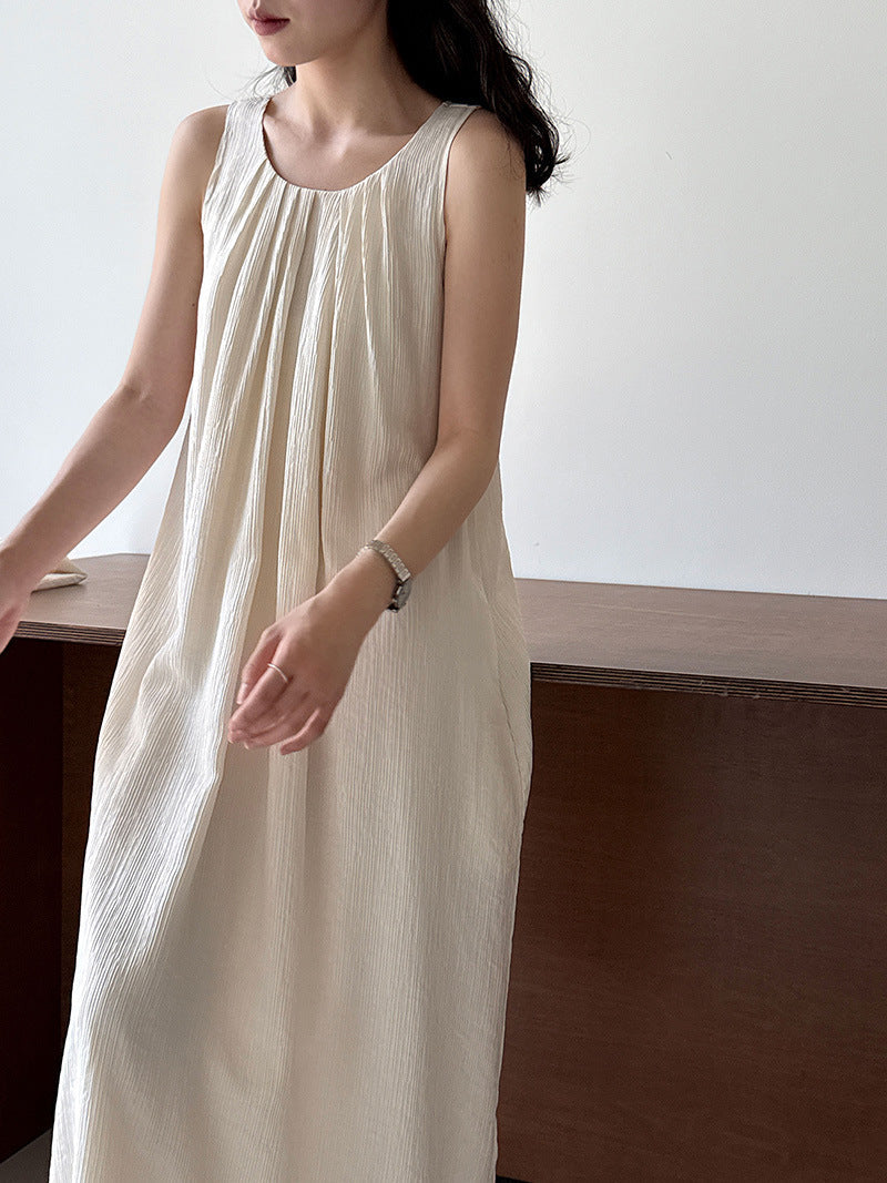Mesh splicing lace-up vest skirt, summer new vacation style with bag backless strap dress
