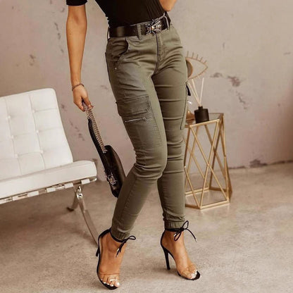 Low waist button solid color pocket toe overalls women's versatile