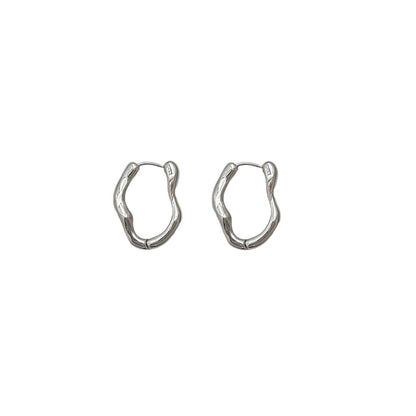 Light luxury Hong Kong style earrings women's geometric oval explosion high-end element ring earrings niche design ear buckle direct sales