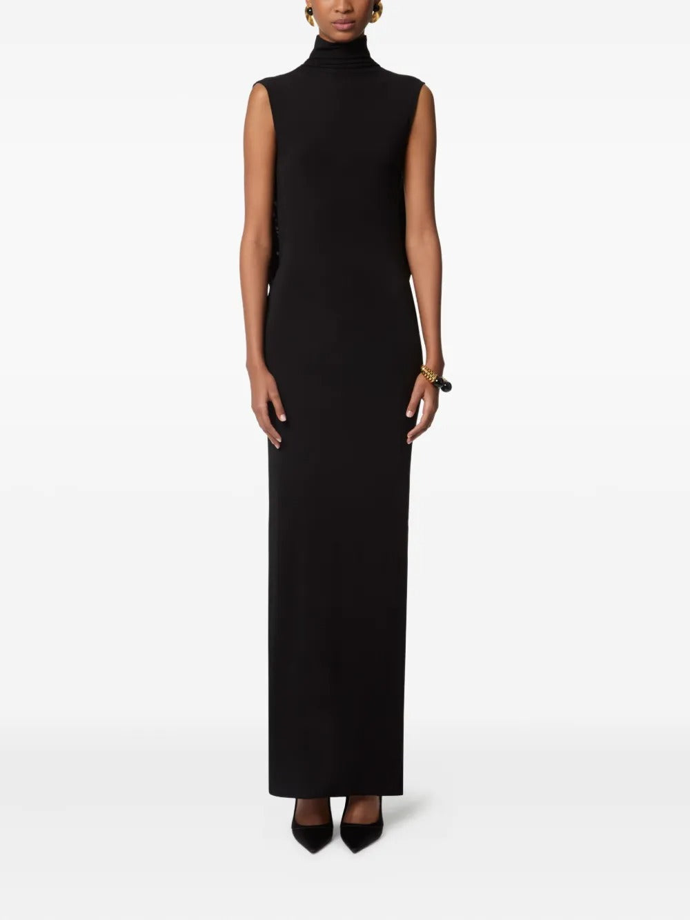 High neck sleeveless hip skirt halter cape design sense sexy European and American dress women