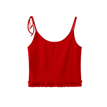 Casual sweet girl stacked double sling vest