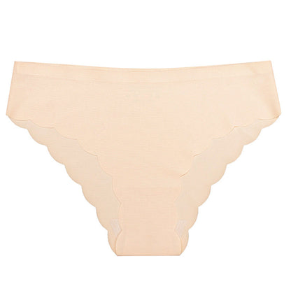 Ice silk seamless underwear wavy edge low waist sports fold edge underwear women's nylon briefs
