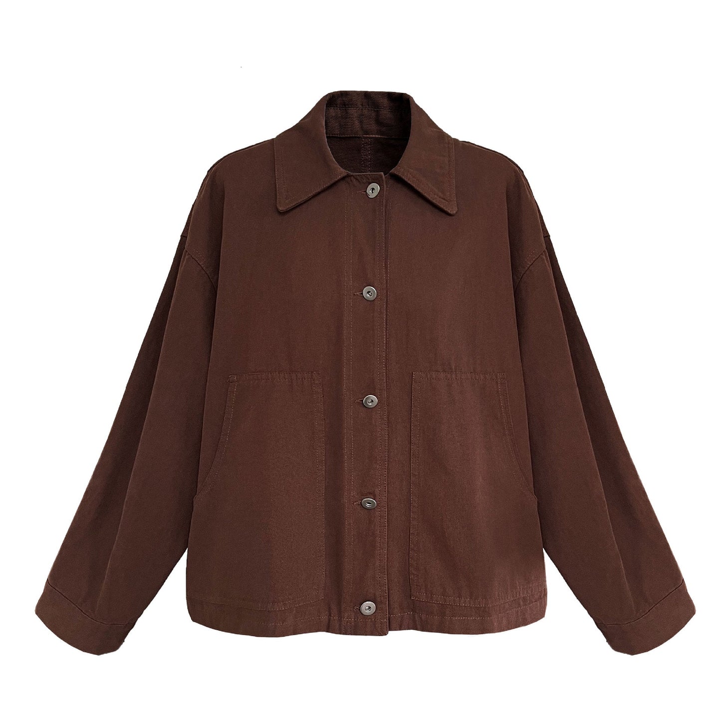 Vintage cargo lapel cardigan fleece jacket women's autumn new casual versatile silhouette jacket