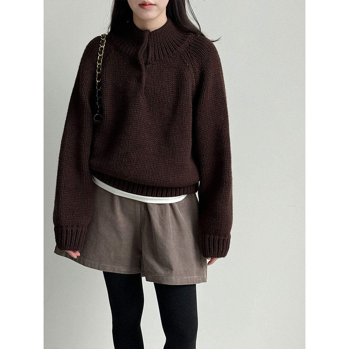 Korean semi-turtleneck pullover knitted sweater women's new winter lazy style versatile with a thick sweater underneath