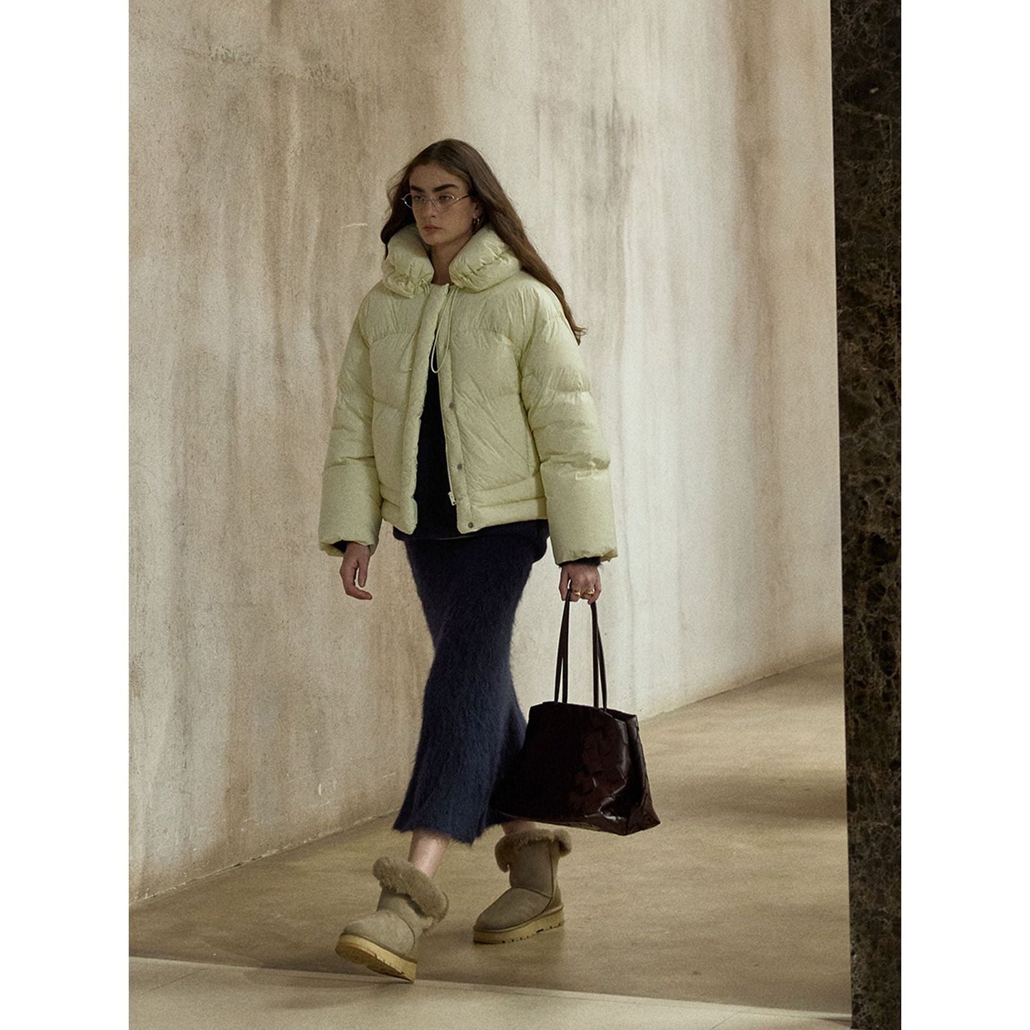 Winter 90 white duck down bud collar weft elastic anti-down jacket