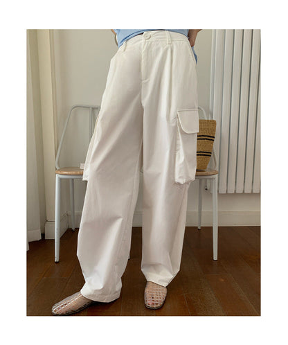 Trendy versatile pants multi-pocket straight overalls