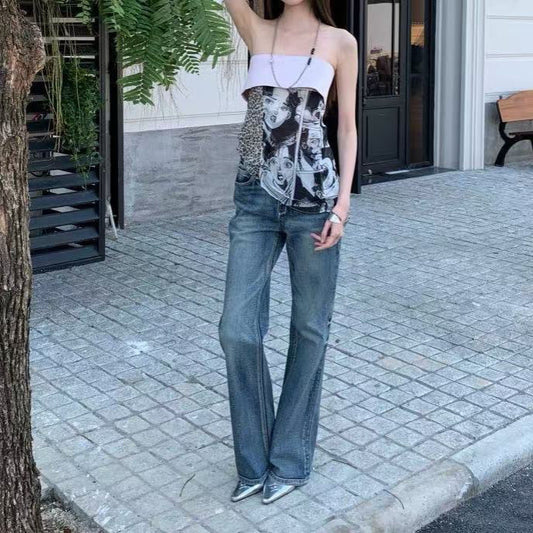 Summer new Spice Girl retro personalized printed sling vest