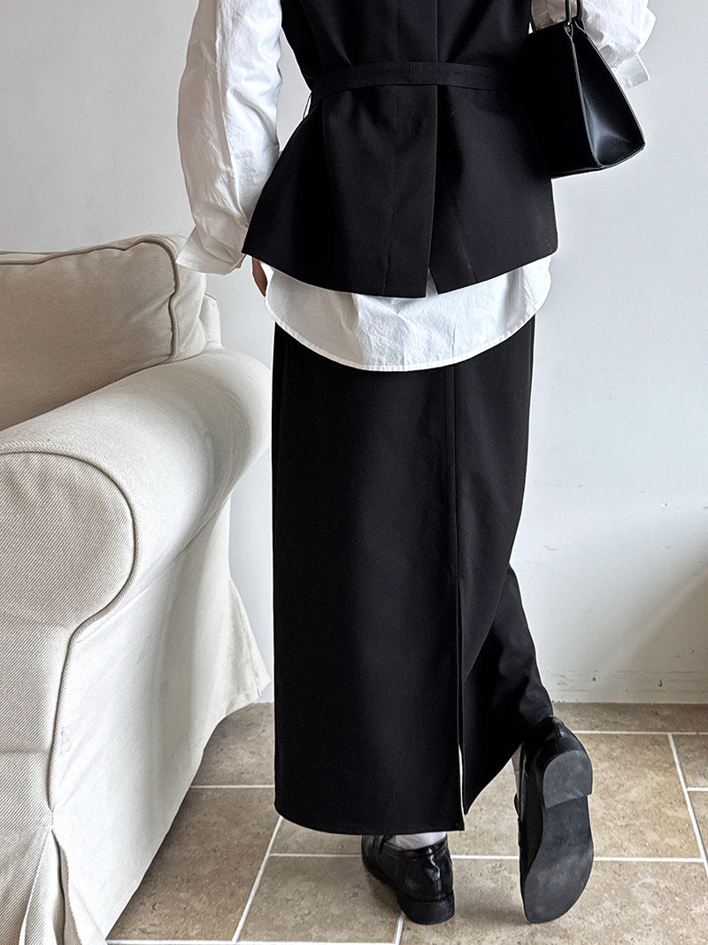 French suit vest skirt two-piece set