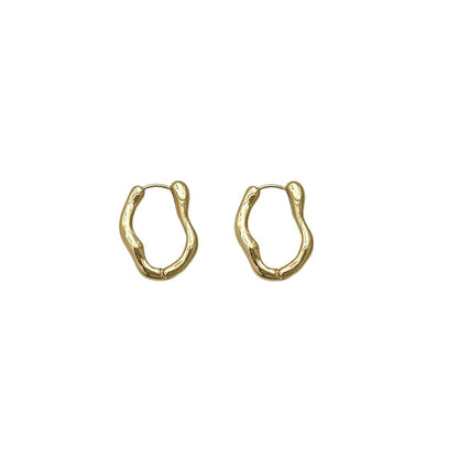 Light luxury Hong Kong style earrings women's geometric oval explosion high-end element ring earrings niche design ear buckle direct sales