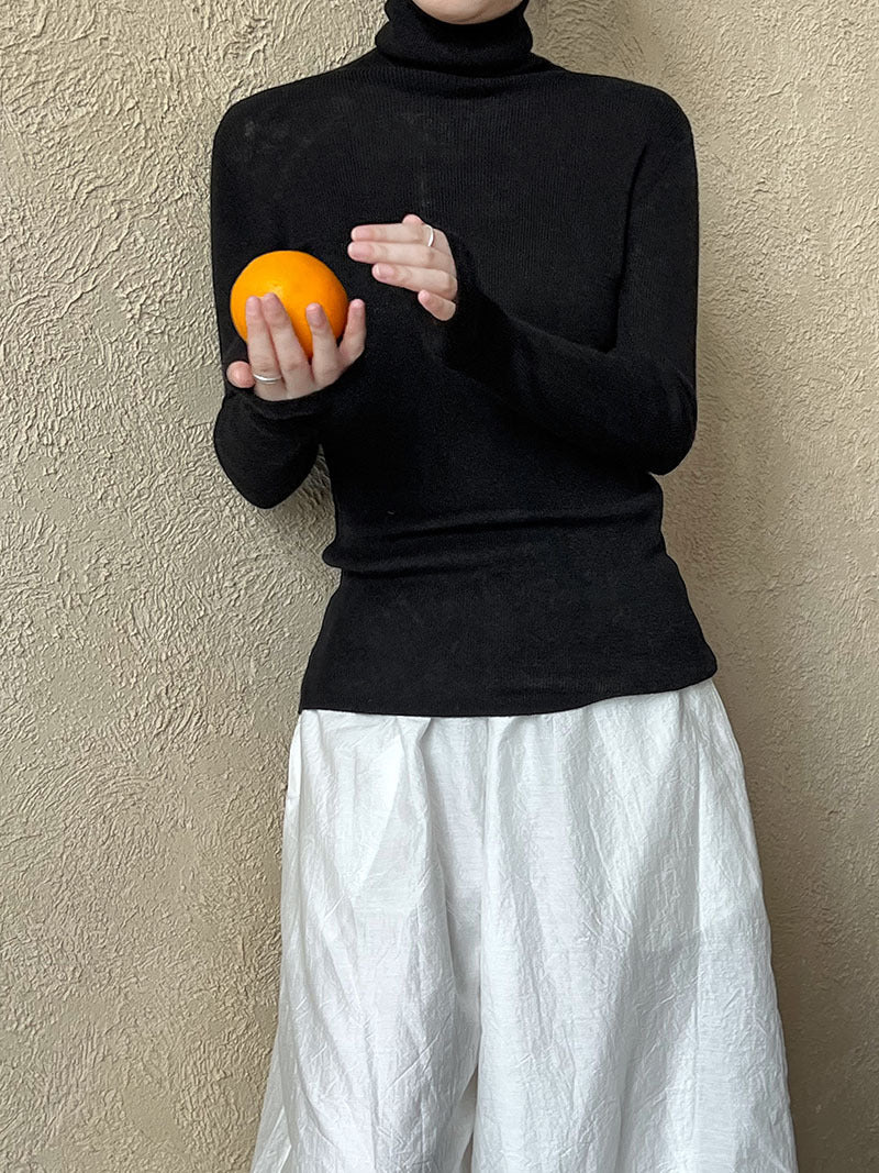 Simple knitted sweater women's new turtleneck wool bottoming shirt in autumn and winter