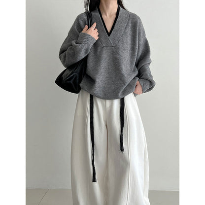 Korean casual loose and drape loose wide-leg pants women's autumn new belt versatile trousers
