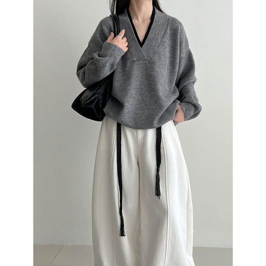 Korean casual loose and drape loose wide-leg pants women's autumn new belt versatile trousers