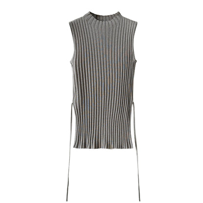 Semi-turtleneck simple sleeveless knitted vest women's 26 spring new slim-fit strap bottoming top