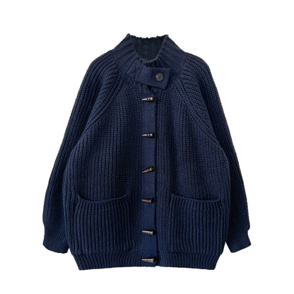 French rough knit retro lazy wind sweater jacket