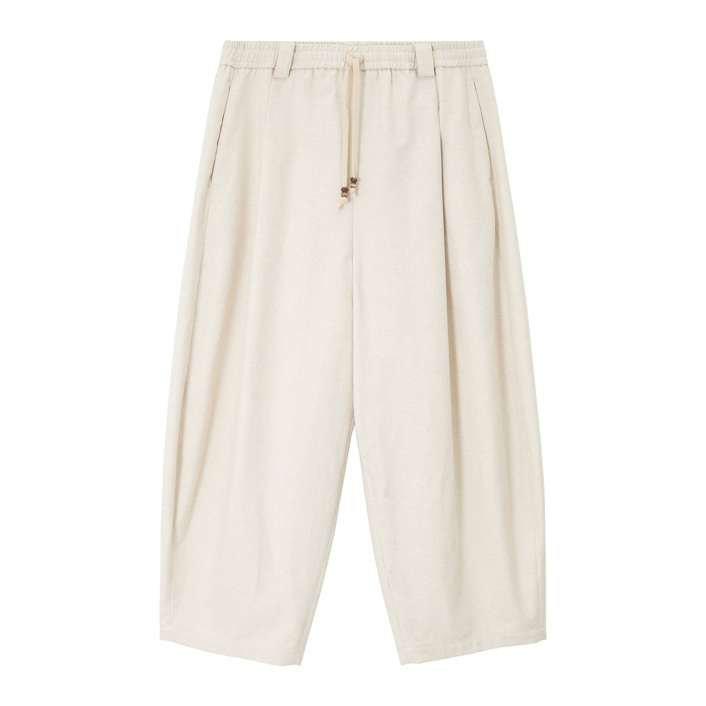 Early spring commuting design sense Tencel hemp fleece bottom beaded drawstring casual pants