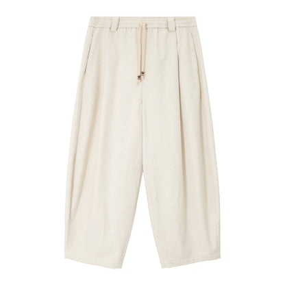 Early spring commuting design sense Tencel hemp fleece bottom beaded drawstring casual pants