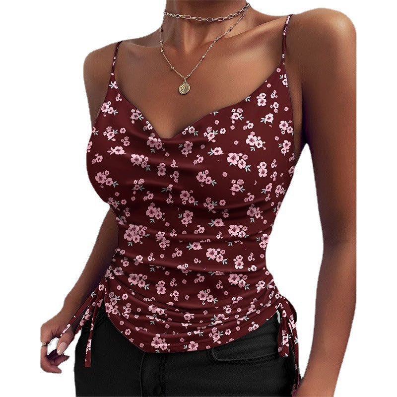 V-Neck Drawstring Cami Top