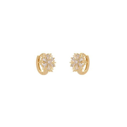 New trendy ear buckle light luxury temperament zircon snowflake women's earrings niche design high-end stud earrings